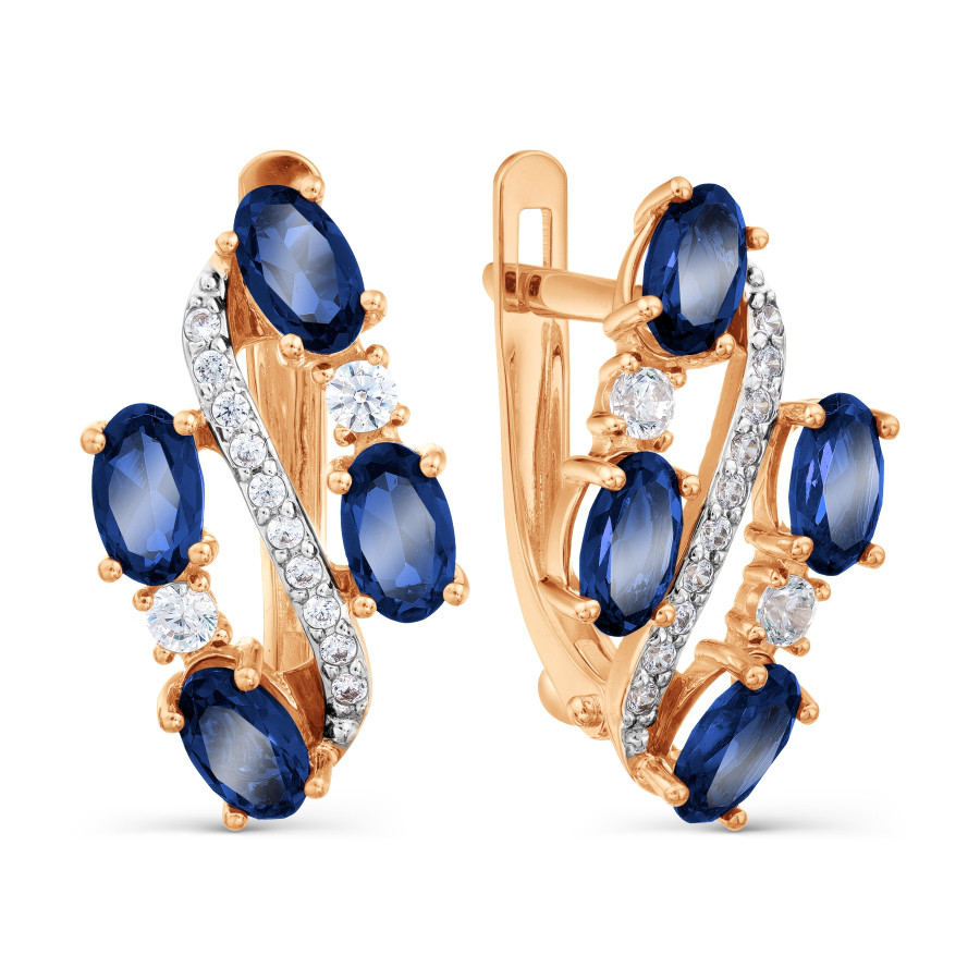 Ohrringe mit Saphire und Zirkonia 585 Rotgold