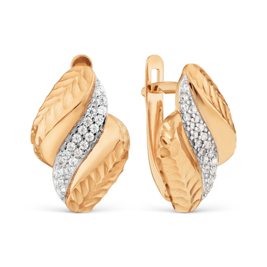 Ohrringe mit Zirkonia und Diamantschliff 585 Rotgold