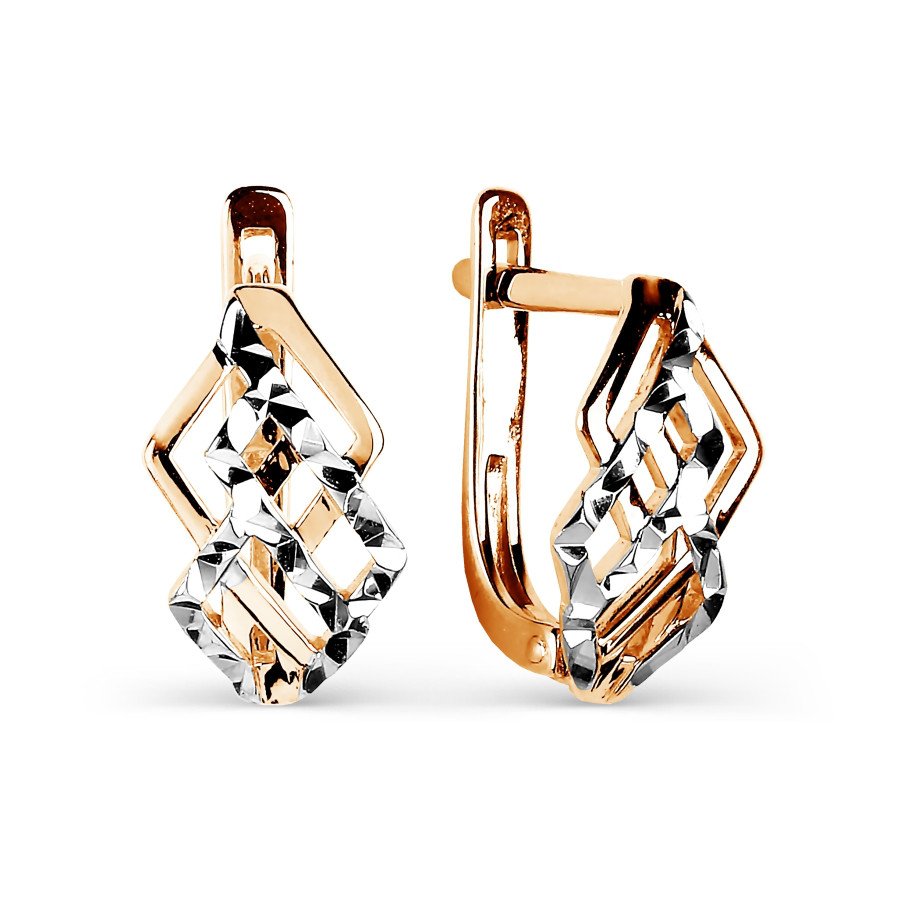 Damen Ohrringe 375 Rotgold 9 Karat Diamantiert Bicolor