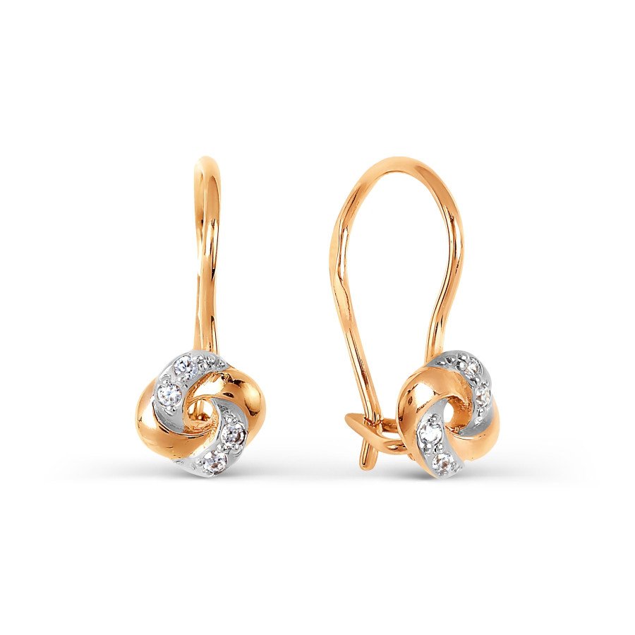 Kinder Ohrringe mit Zirkonia - 375 Rotgold