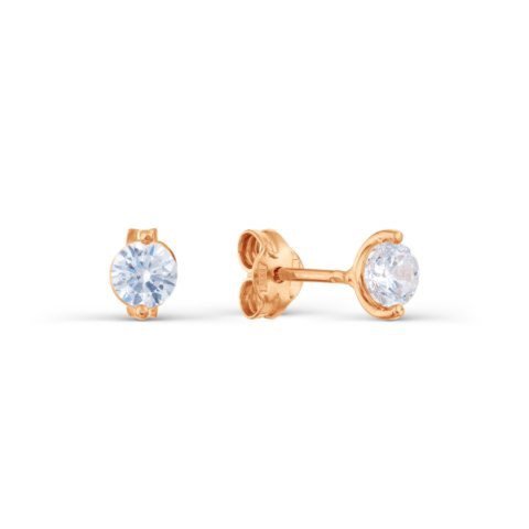 Серьги с фианитами из красного золота 585 пробы
