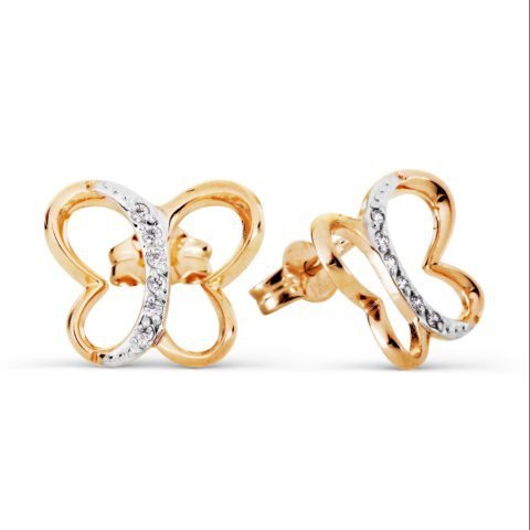Ohrringe mit Zirkonia | 585 Rotgold Paar Ohrstecker