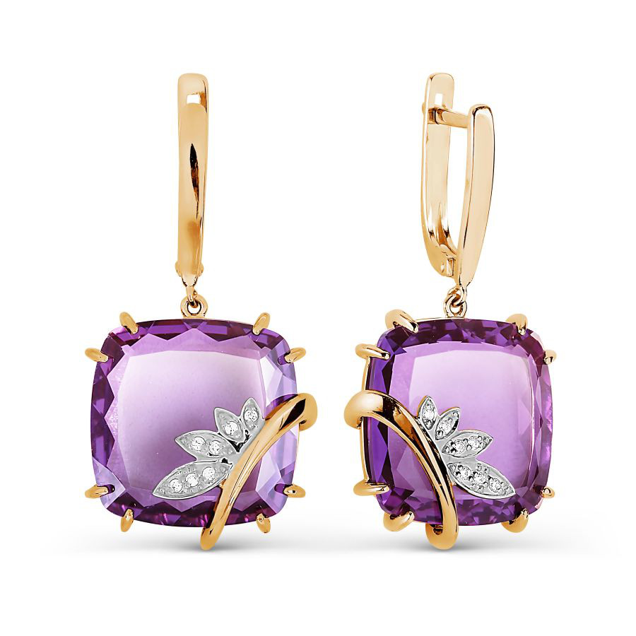 Paar Ohrhänger mit Quarz und Zirkonia