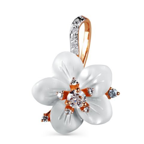 Подвеска с перламутром и фианитами из золота 585 пробы Подвеска с перламутром и фианитами из золота 585 пробы