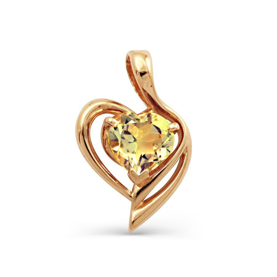 Anhänger 585 Rotgold Citrin Herz Natursteine