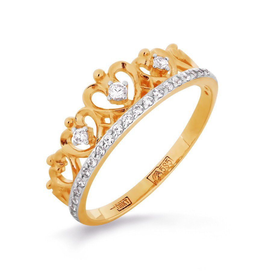 Damen Ring "Krone" mit Zirkonia 375 Rotgold