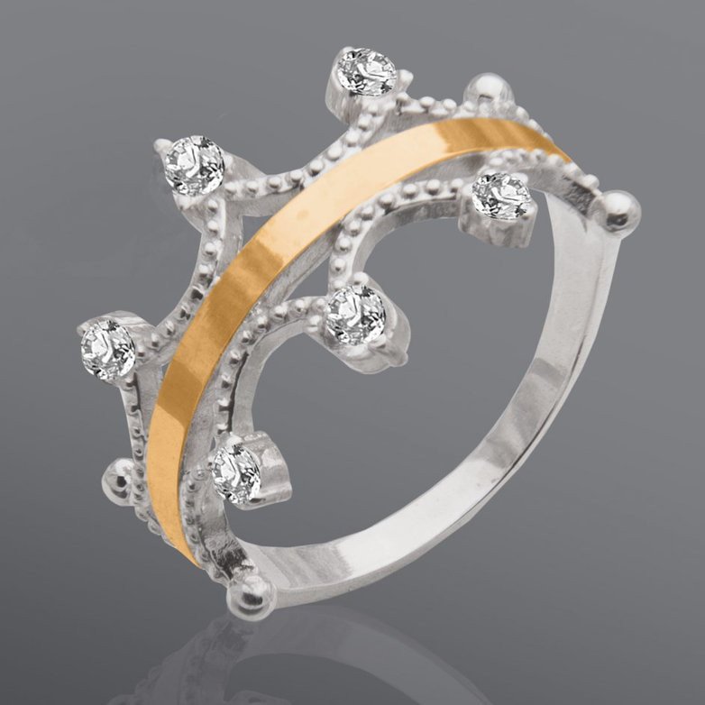 Damen Ring 925 Silber 375 Rotgold mit Zirkonia