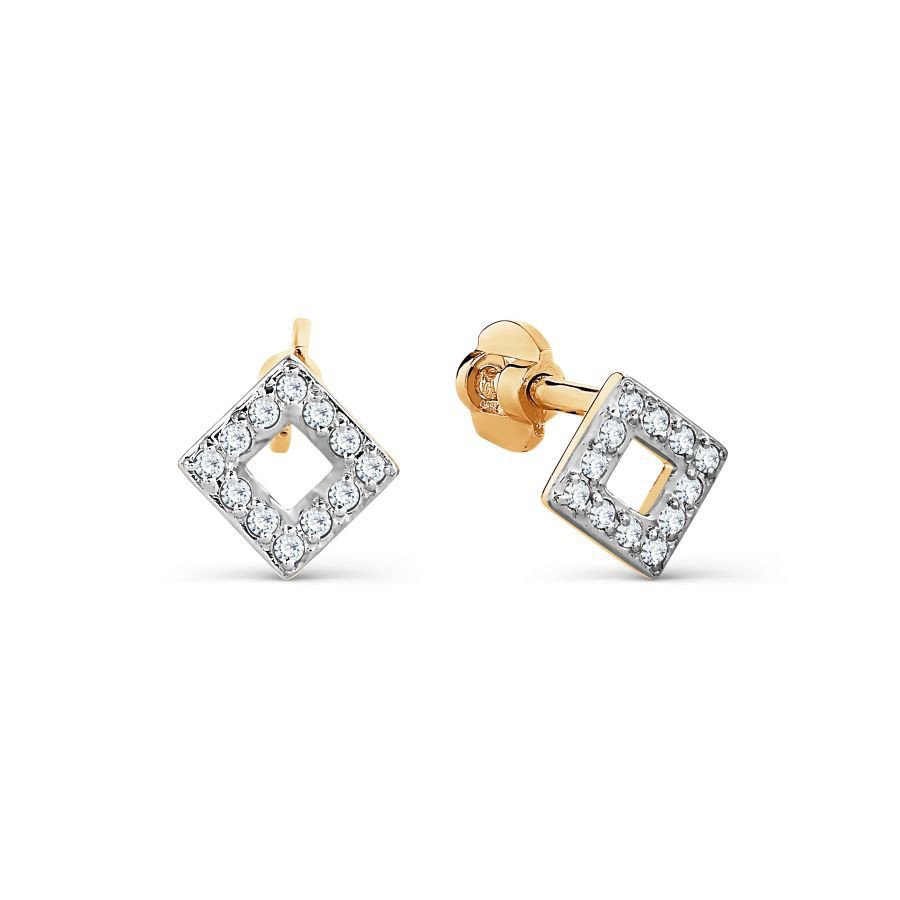 Серьги с фианитами из красного золота 585 пробы