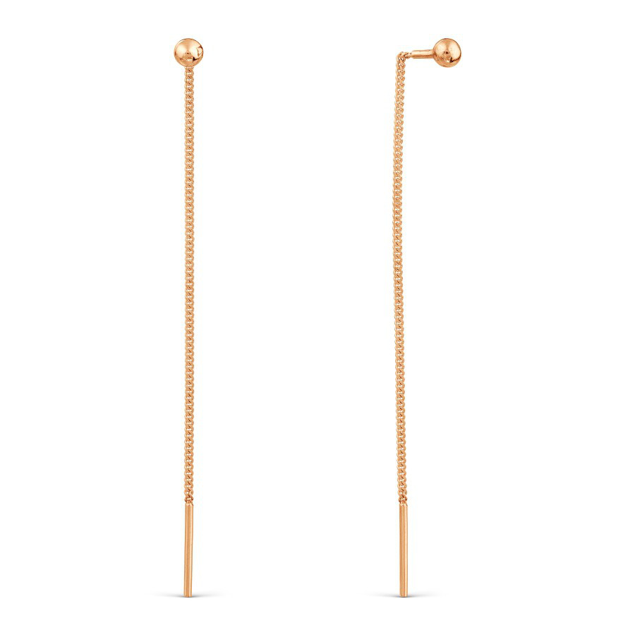 Серьги цепочки из красного русского золота 585 пробы Серьги цепочки из красного русского золота 585 пробы